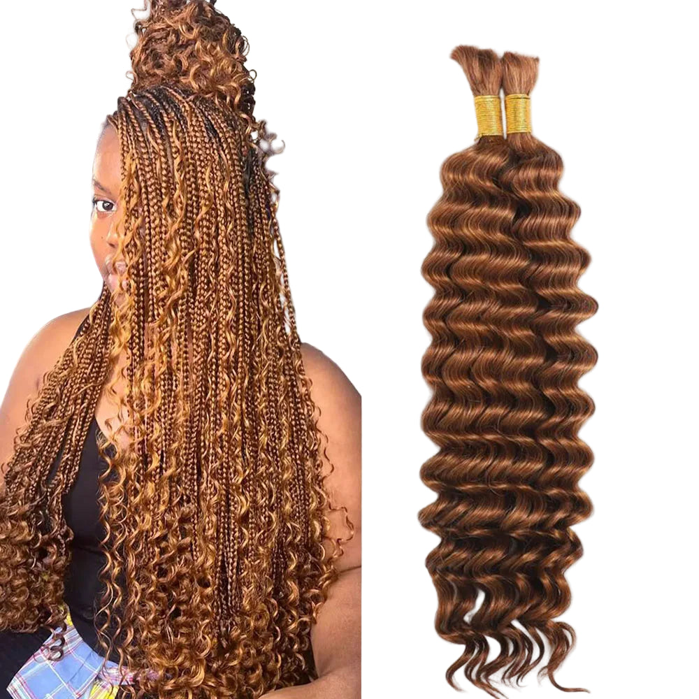 Chocolate Brown Deep Wave Human Hair Crochet Bundles