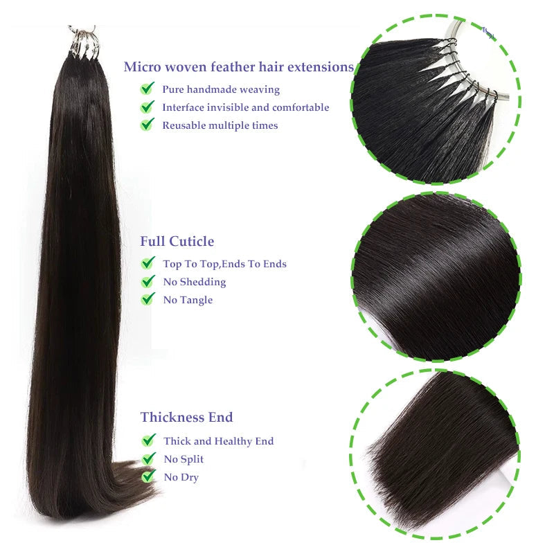 Micro Feather hair extensions 100% Human Hair
