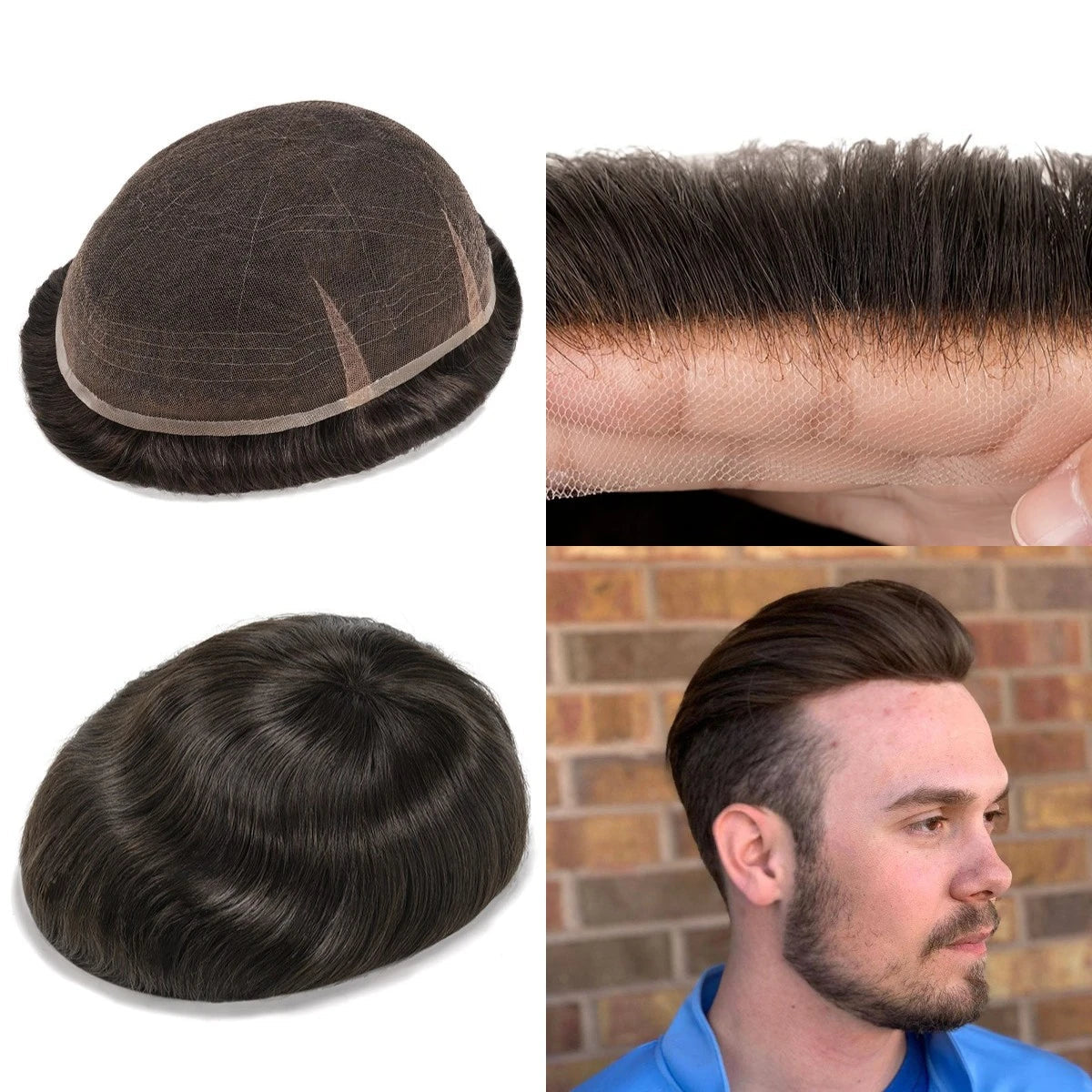 New Full Lace Toupee Men French Lace