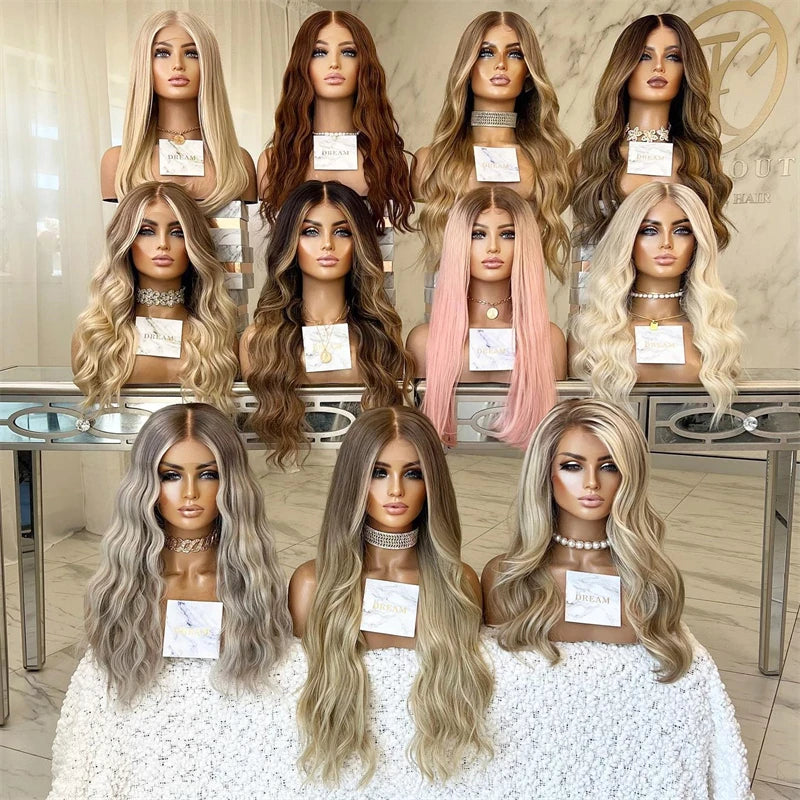 Wig female Ombre Platinum Blonde