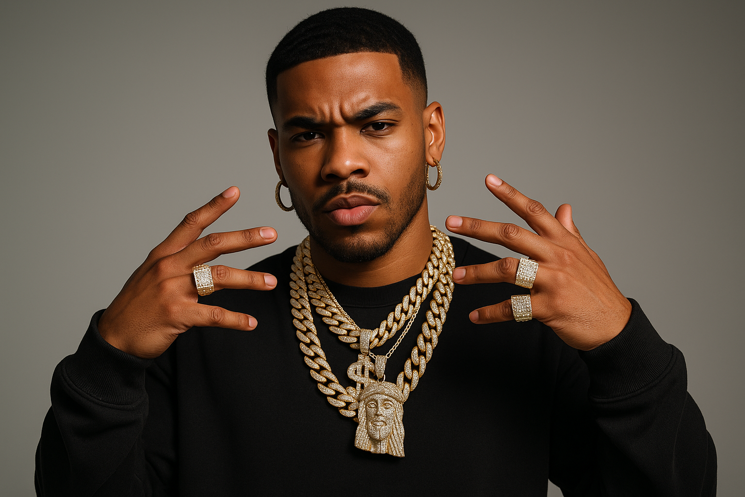 picture of man model with hip hop jewelry