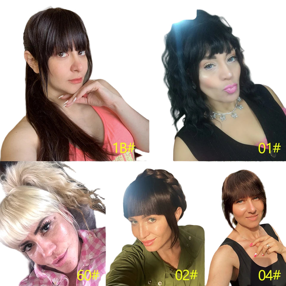 Human Hair Bangs 3 Clips 3D Blunt Cut
