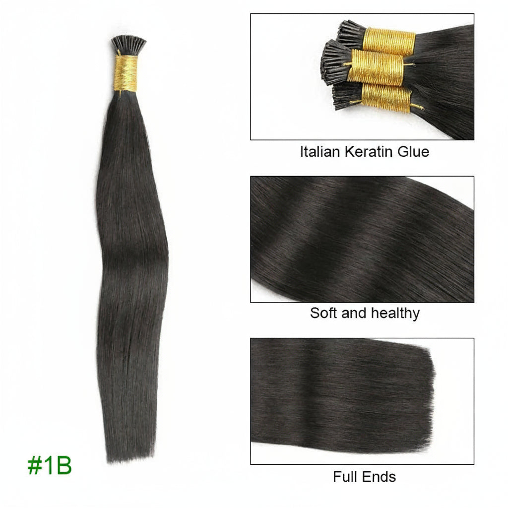 Straight I Tip Hair Extensions Human Hair Blonde Highlight Keratin