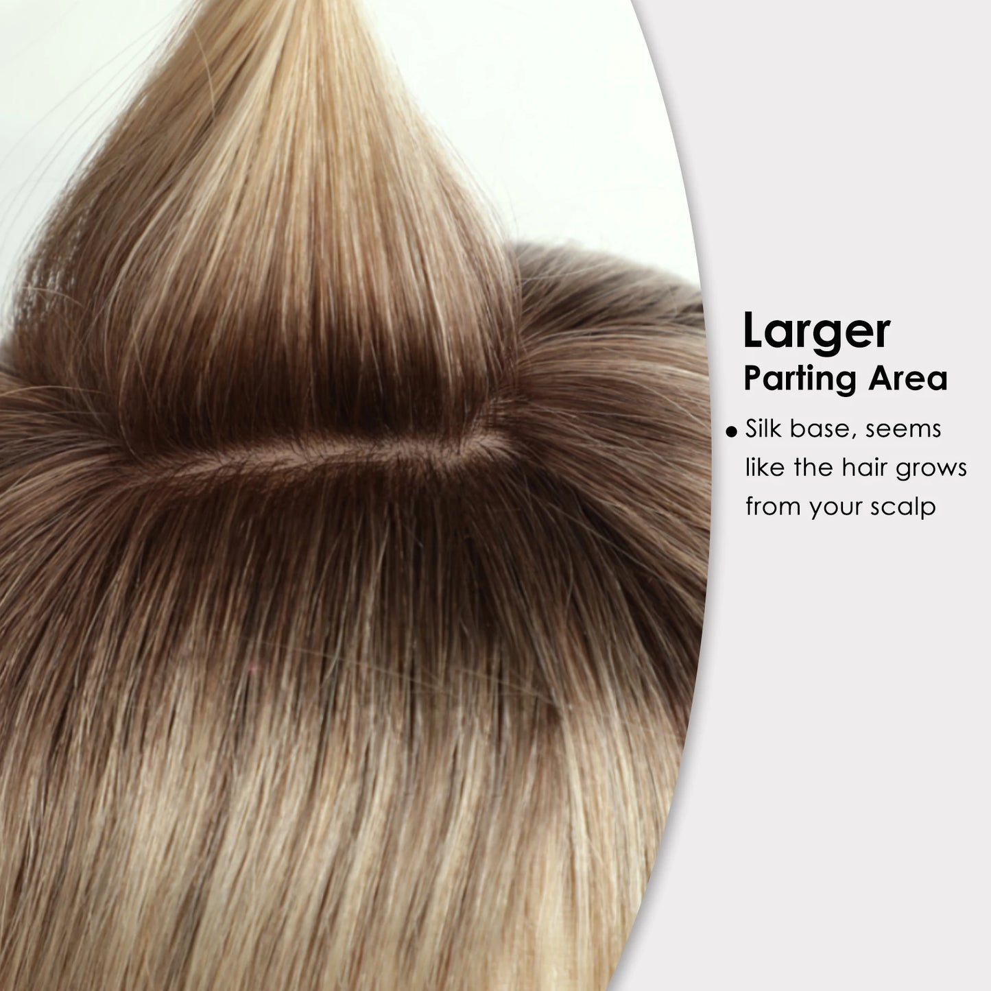 Blonde Human Hair Toppers with Bangs and Dark Root