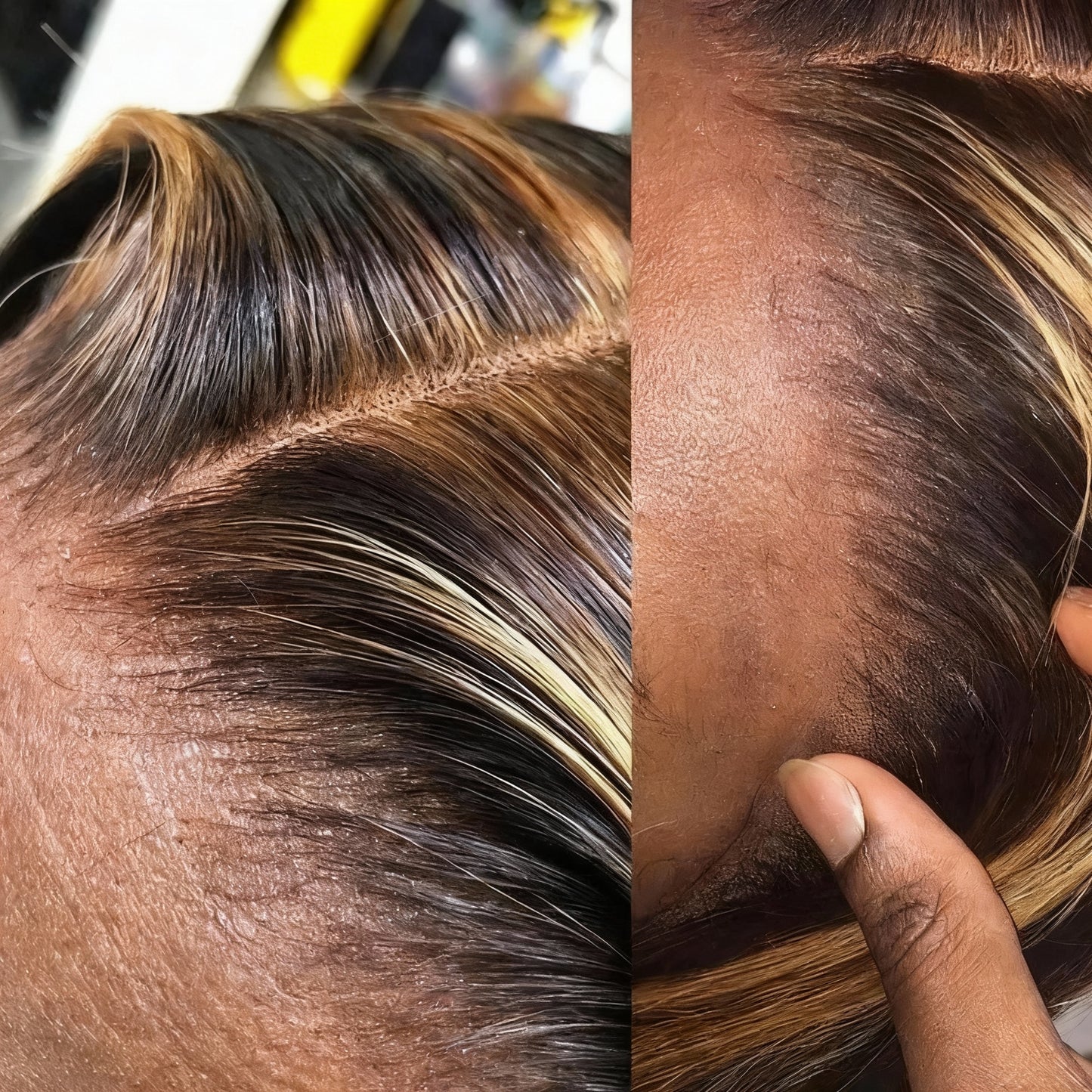 34Inch Bone Straight Highlight Lace Front Ombre Human Hair