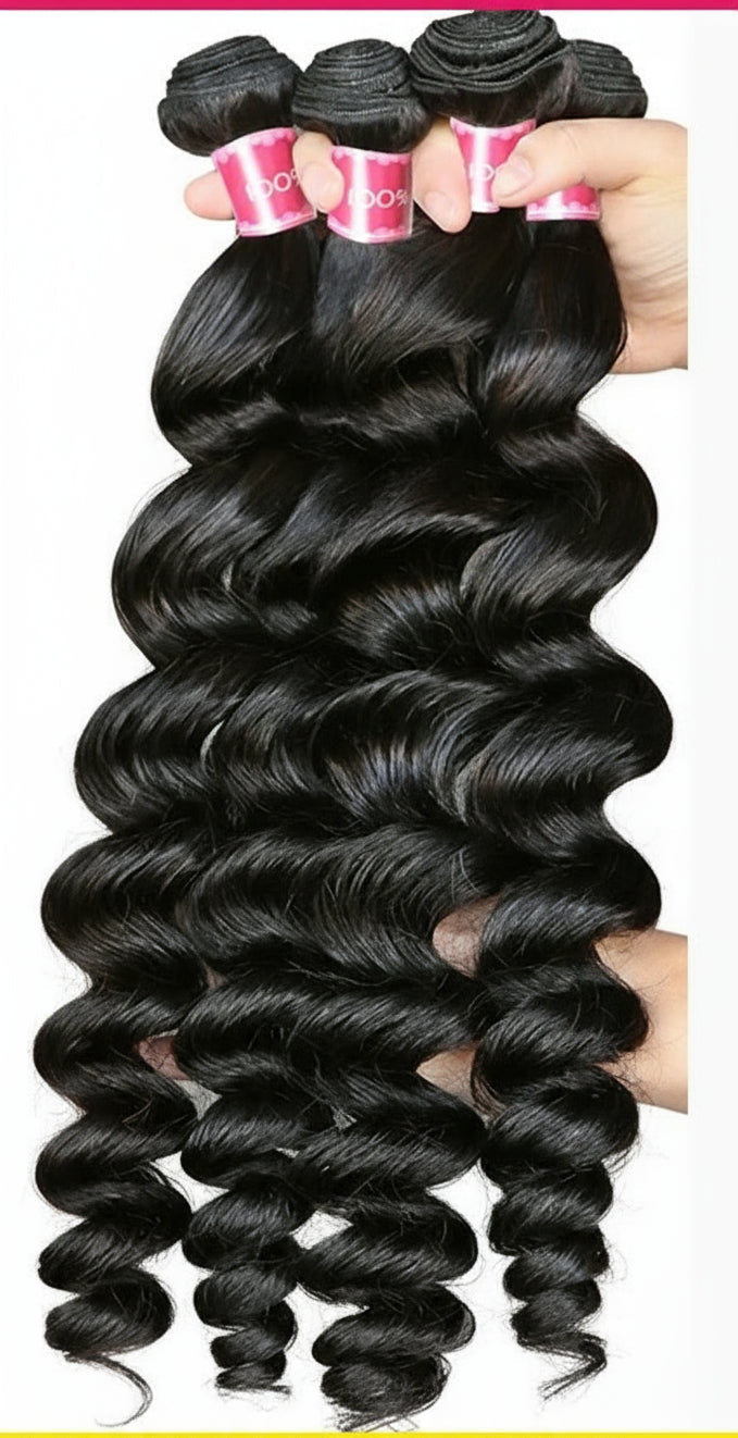 32 Inch Human Hair Bundles Loose Wave Bundles Indian Hair Weave Bundles