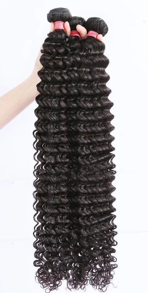 Deep Wave Human Hair Bundles Curly Hair Weaving 28 30 40 42 Inch Natural Human Hair Remy Loose Deep Wave Hair 1 2 3 4 5 Bundles