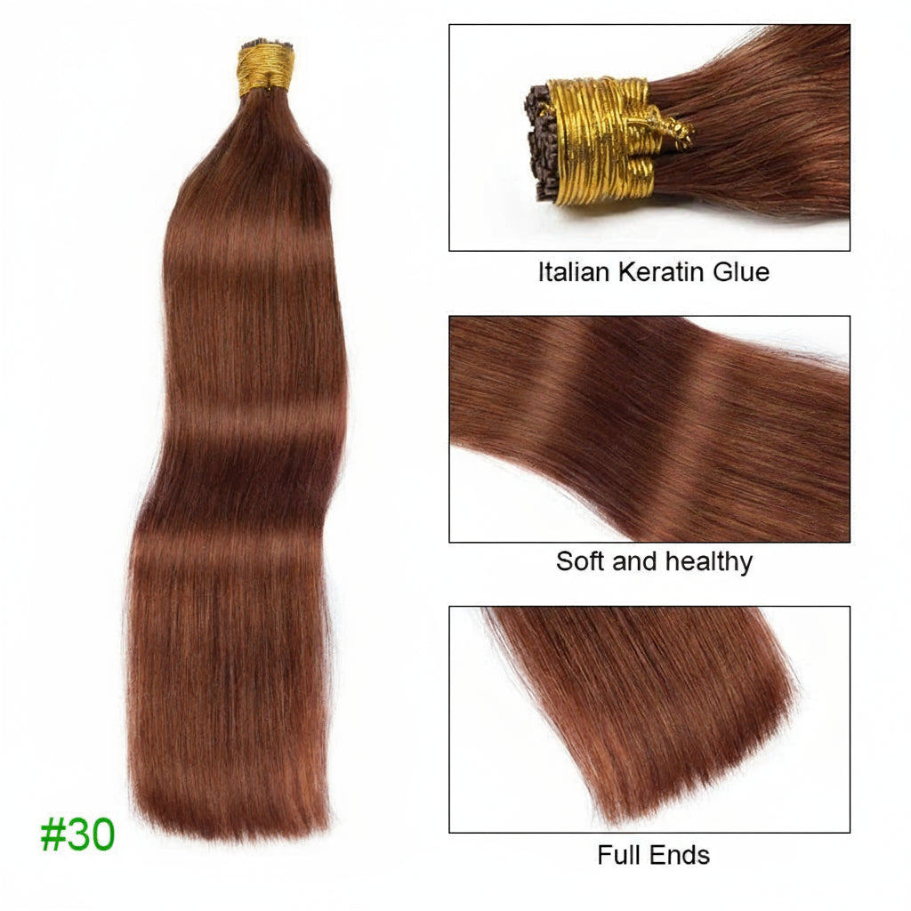 Straight I Tip Hair Extensions Human Hair Blonde Highlight Keratin