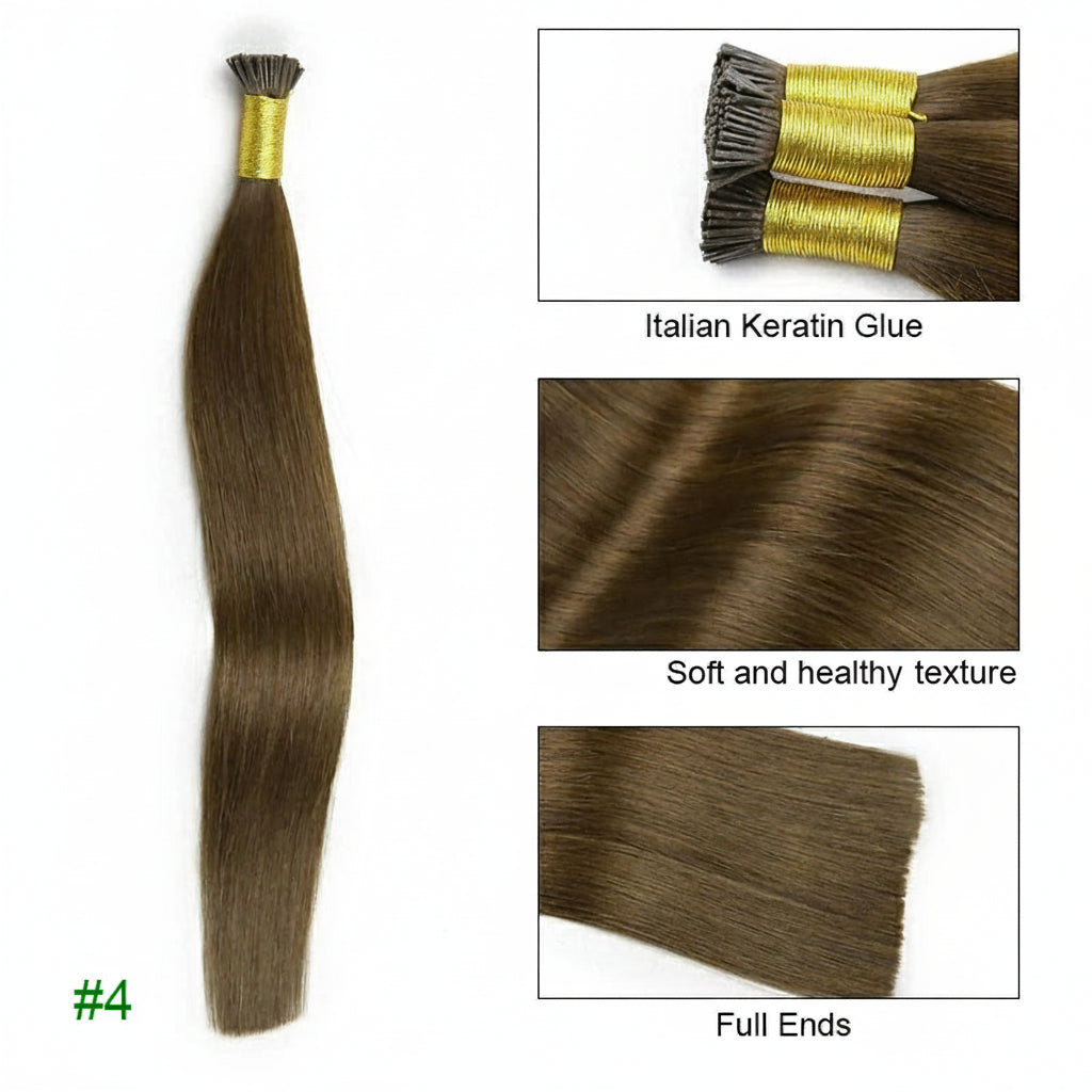 Straight I Tip Hair Extensions Human Hair Blonde Highlight Keratin