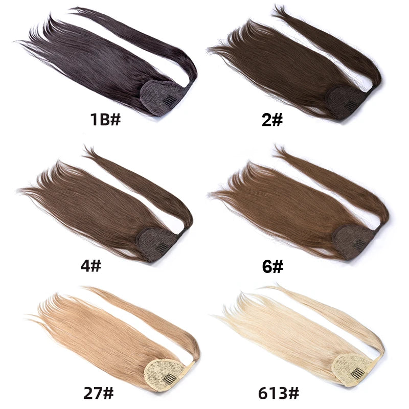 Ponytail Human Hair Straight Clips