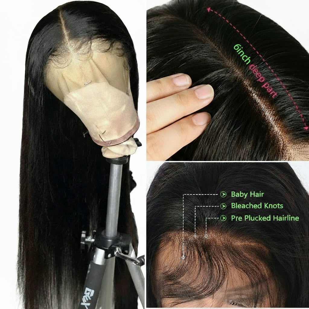 Hd Lace  Wig Human Hair 30Inch Bone Straight Transparent Lace