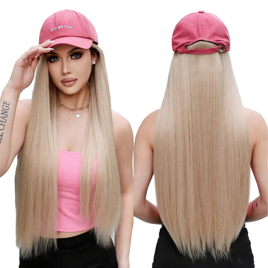 Hat Wig Blonde  Synthetic Hair Extension