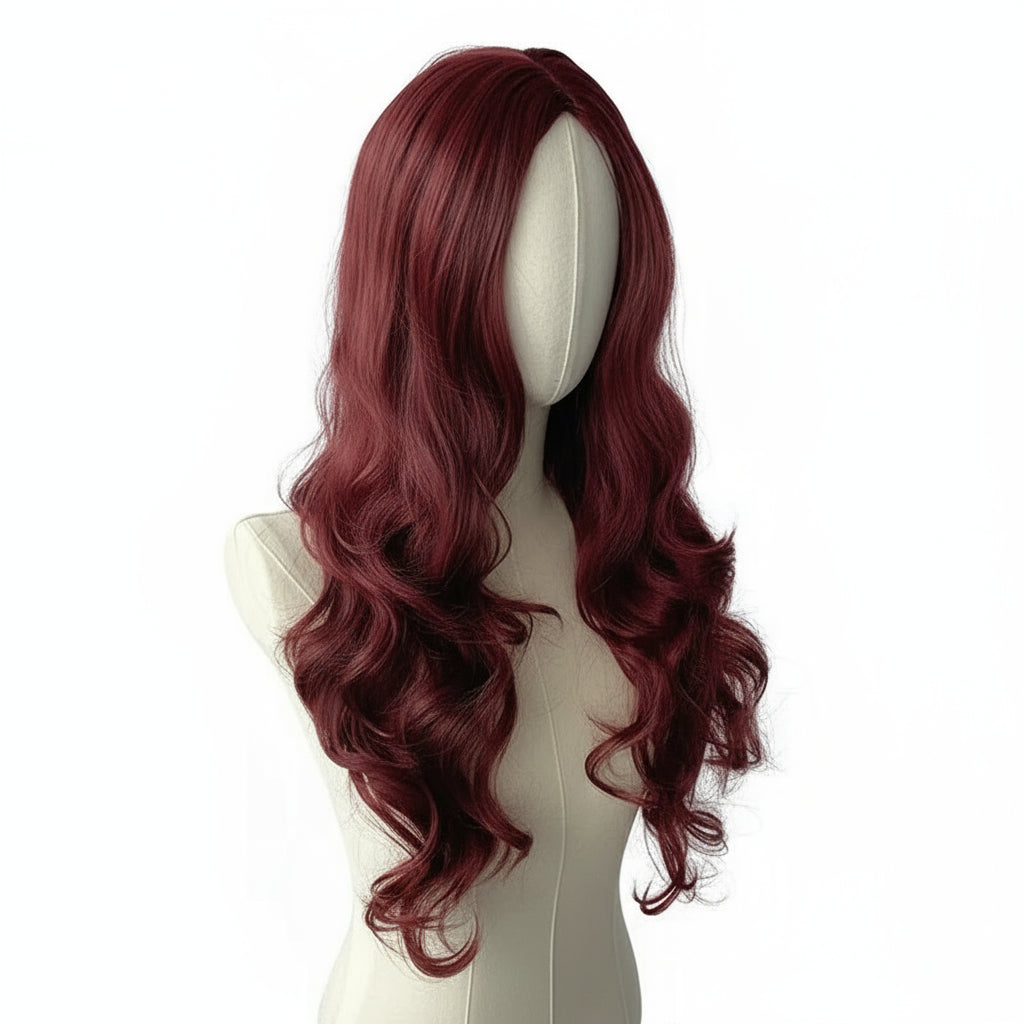 European  American Synthetic Wig Wine Red