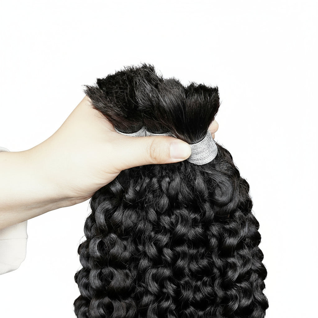 100% Human Hair Bulk for Braiding 1 Bundle Jerry Curly Natural Black Indian Remy Human Boho Braiding Hair Extensions