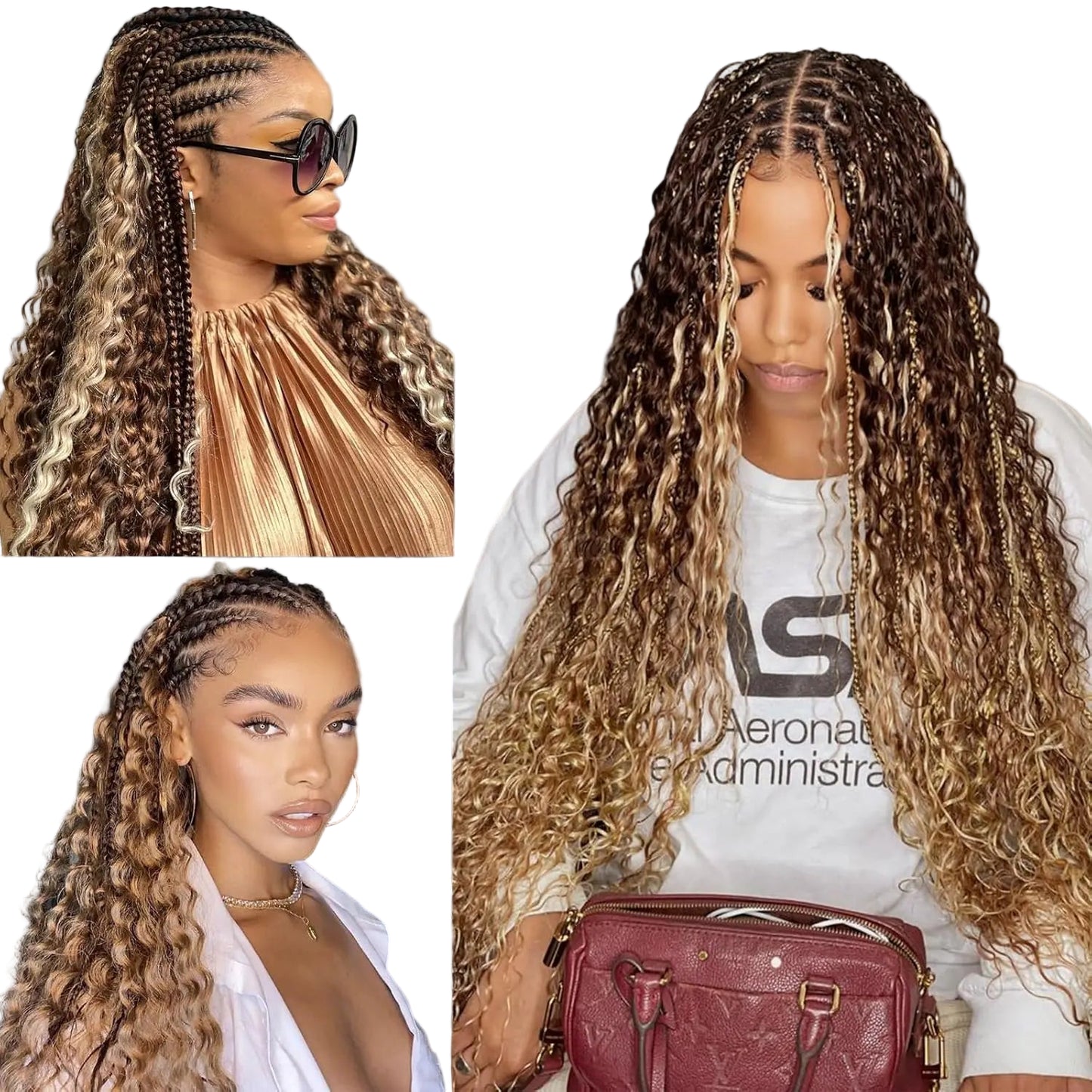 Deep Wave Bulk Human Hair Braiding P4/27 Highligt Blonde Curly Brazilian