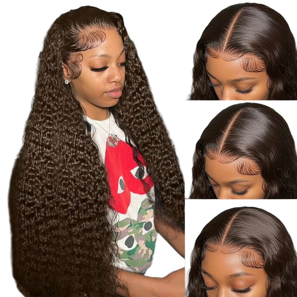 Pre Plucked Chocolate Brown Curly 13X6 Lace Front Wig
