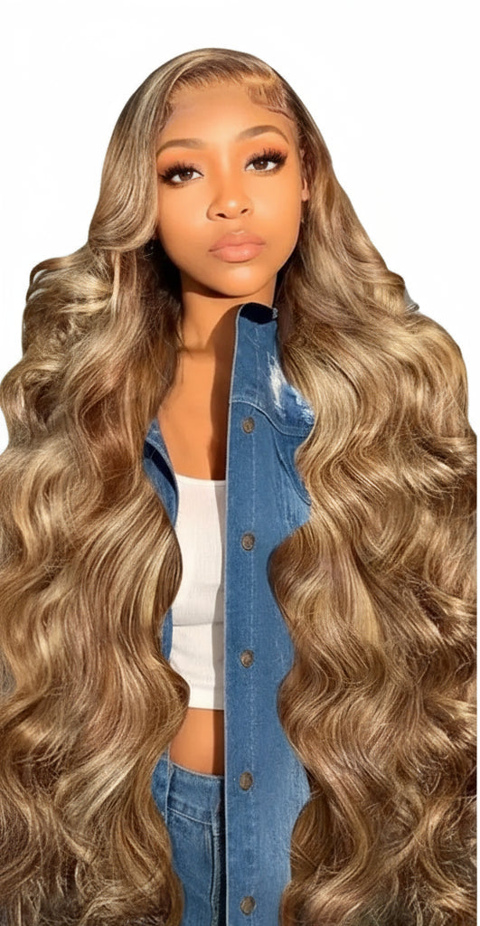 P4/27 Highlight Human Hair Wigs Body Wave 220 Density Ombre