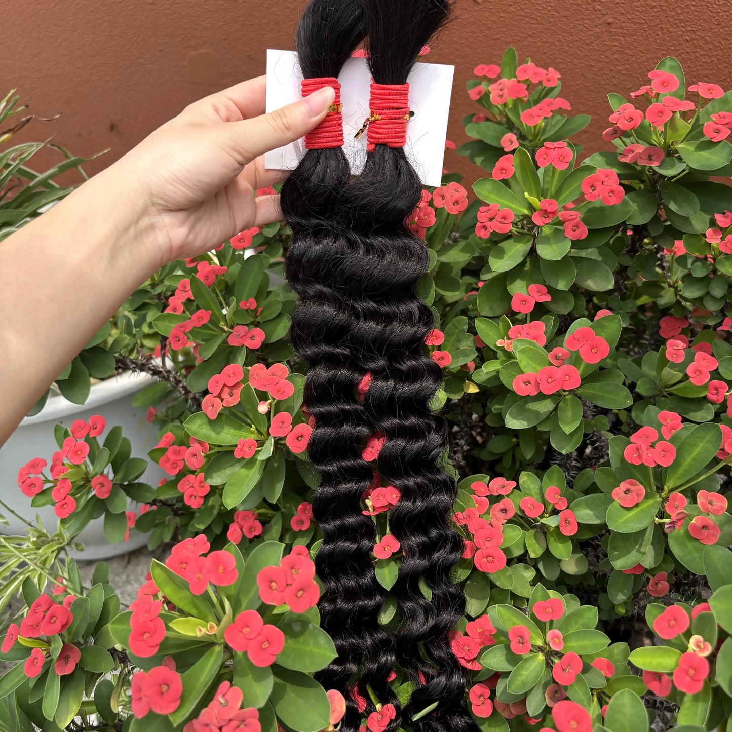 22 24Inch Deep Wave Bulk Human Hair for Boho Braids No Weft Colored 100% 12A Human Hair Bulk Curly Extensions for Braiding