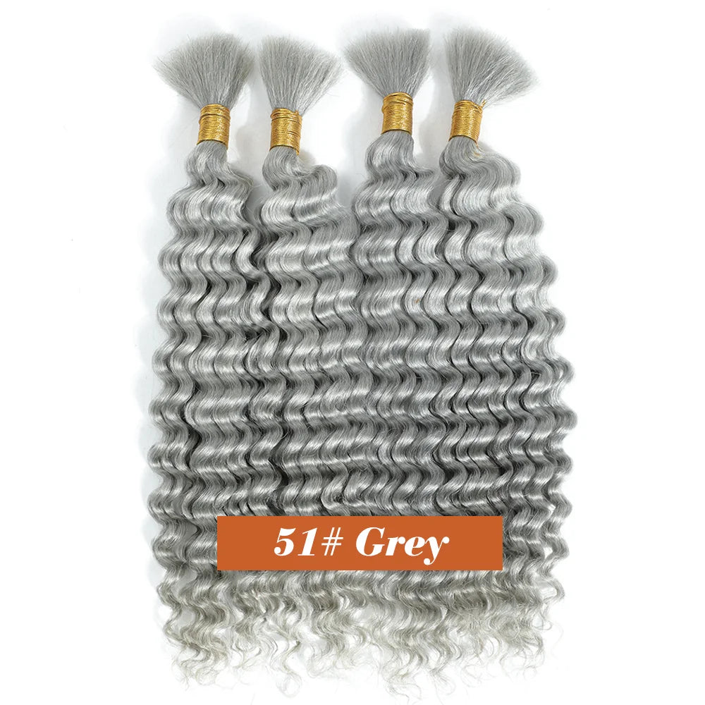 Human Braiding Hair 2Bundle 100g 18Inch Deep Wave Bulk Human Hair Brown Wet and Wavy Human Hair Bundles for Braiding No Weft