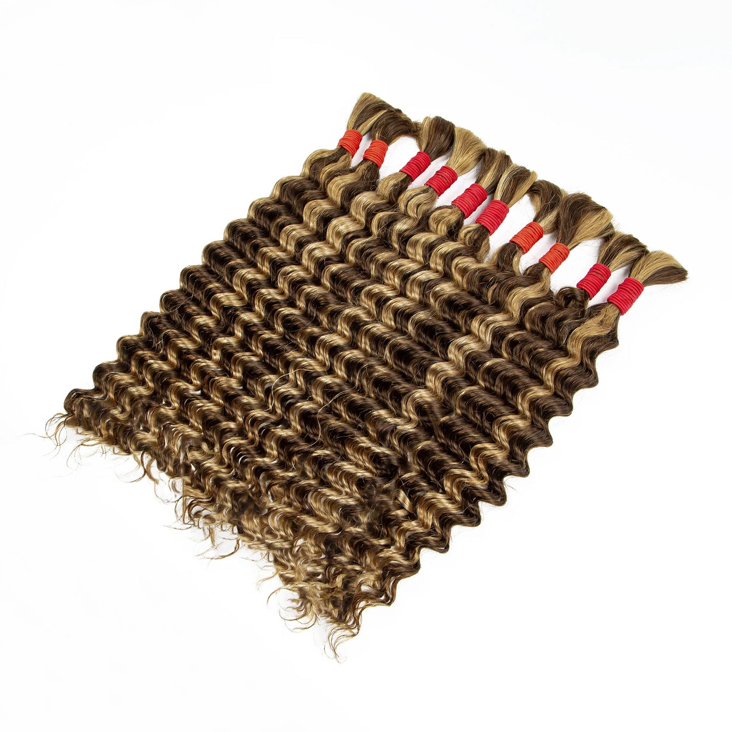 22 24Inch Deep Wave Bulk Human Hair for Boho Braids No Weft Colored 100% 12A Human Hair Bulk Curly Extensions for Braiding