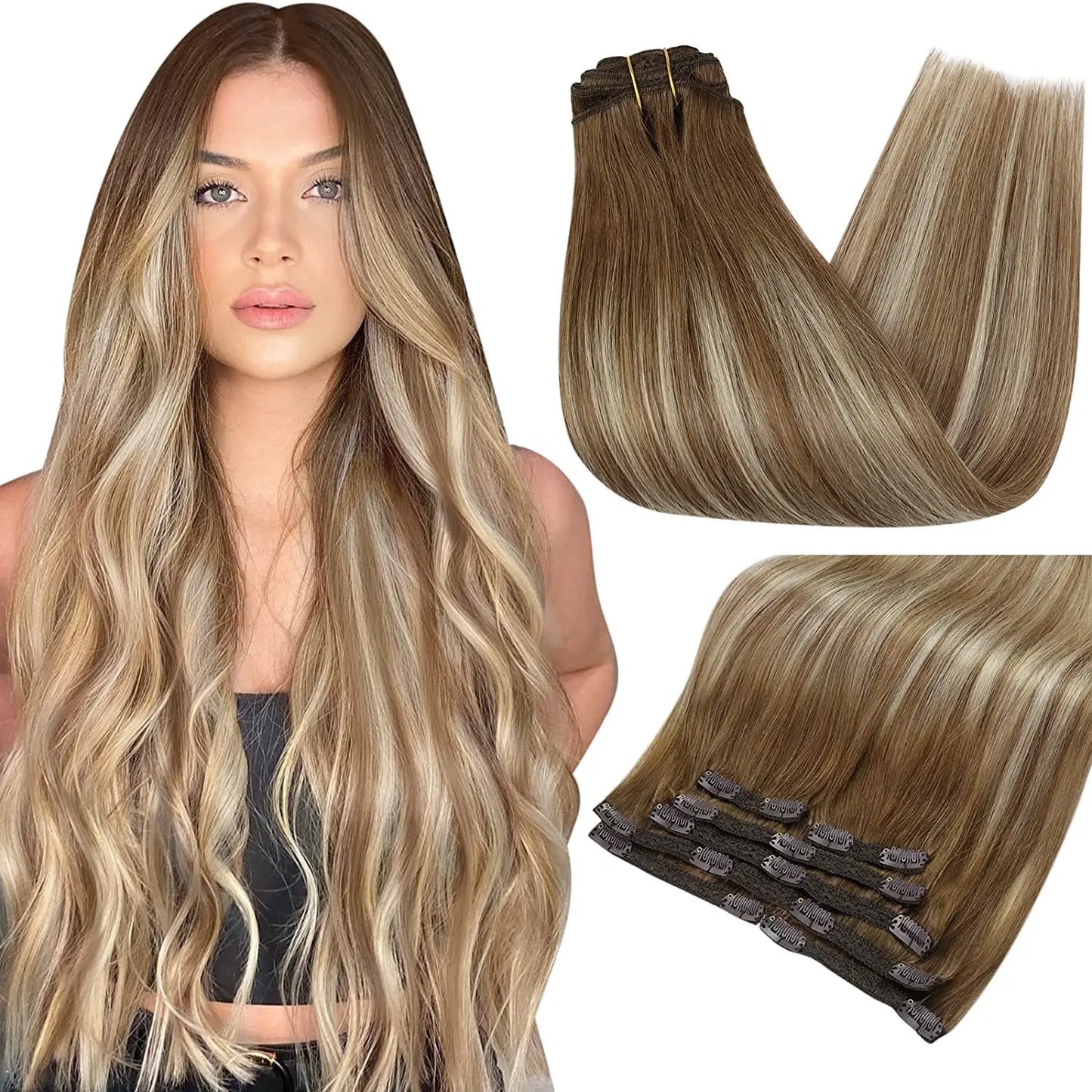 Human Hair Extensions Clips