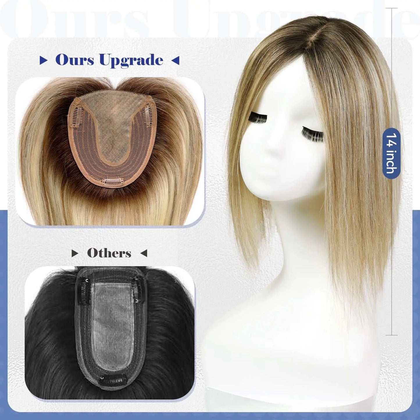 Brown Mixed Blonde Remy Human Hair Toppers