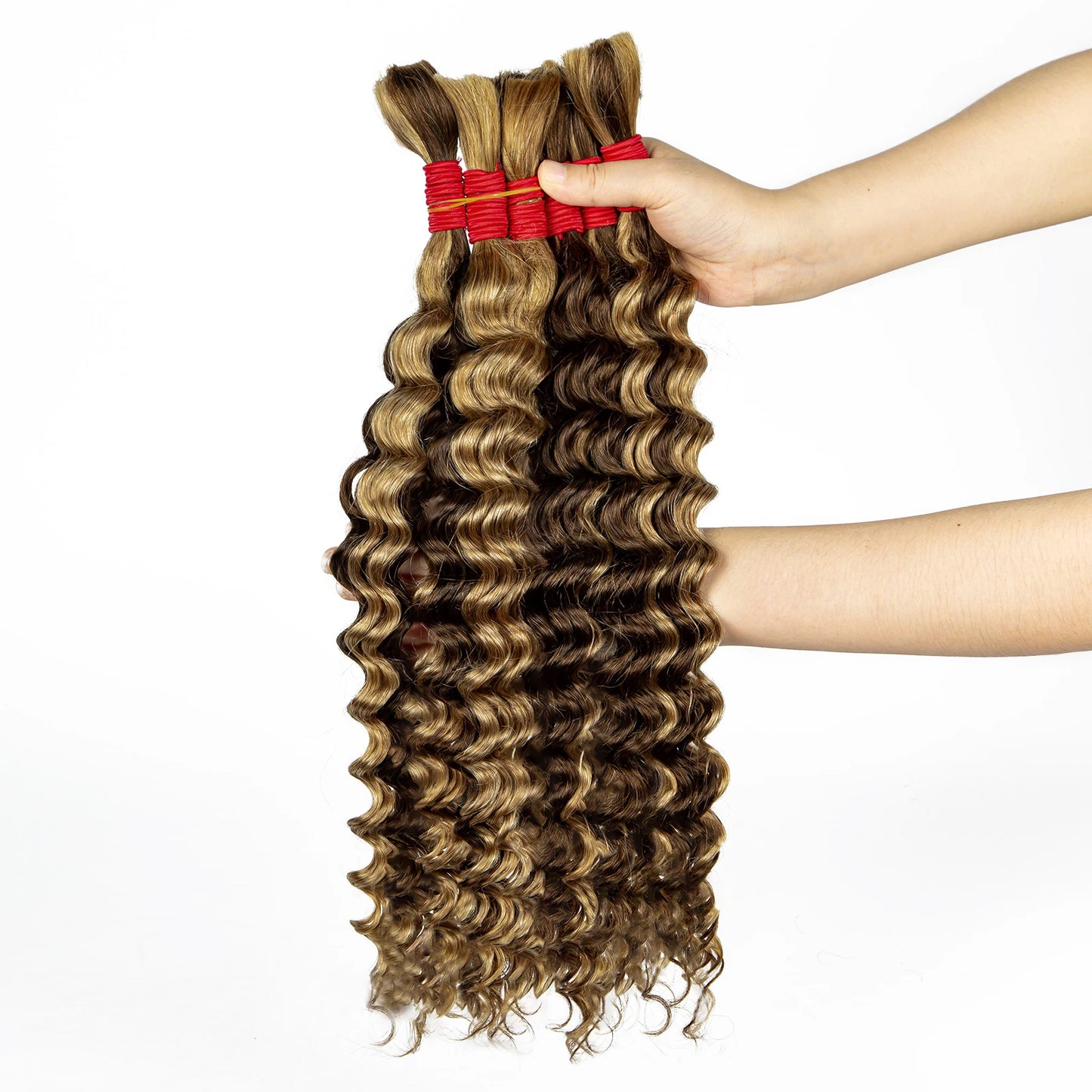 22 24Inch Deep Wave Bulk Human Hair for Boho Braids No Weft Colored 100% 12A Human Hair Bulk Curly Extensions for Braiding