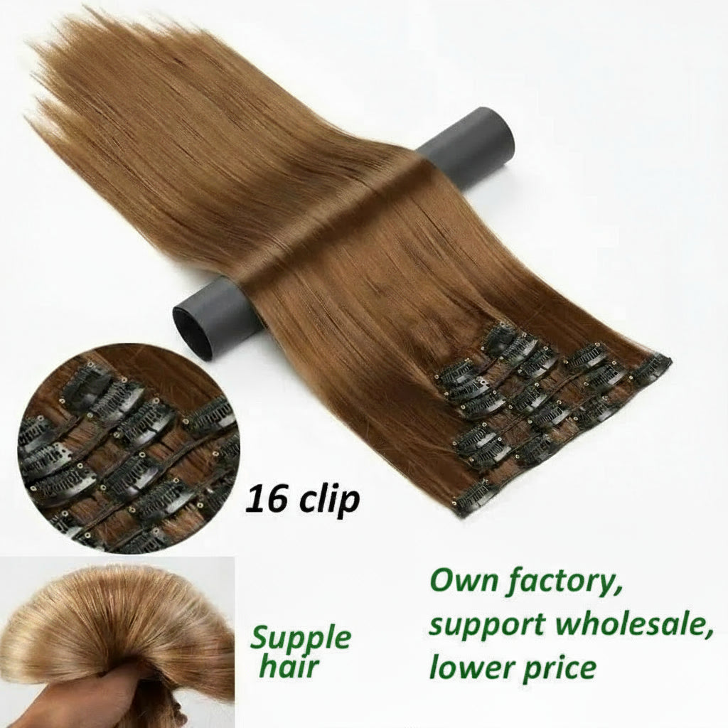 6Pieces/Set Silky Synthetic 24Inch Straight Hair Extension