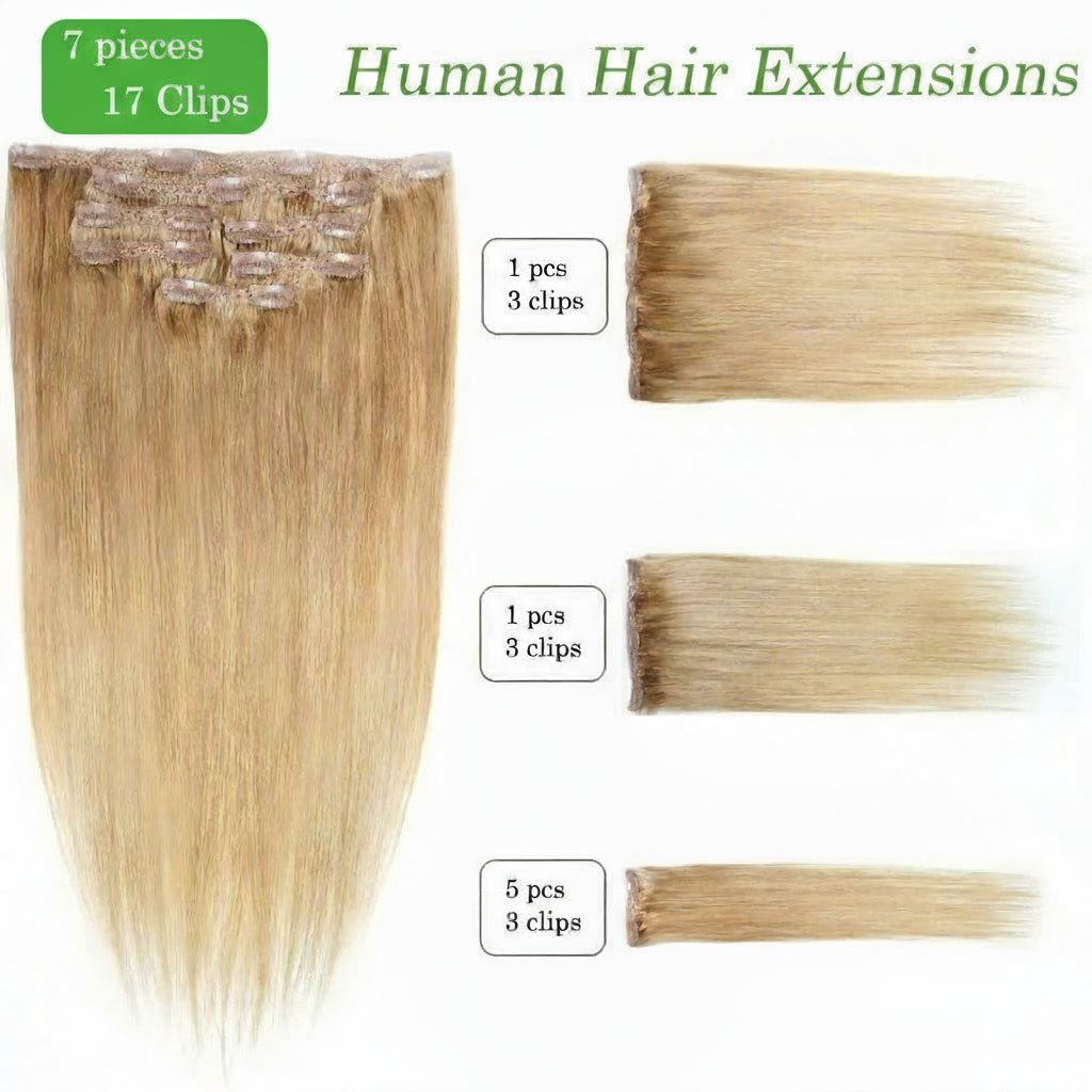 Honey Blonde Clip in Hair Extensions 27#