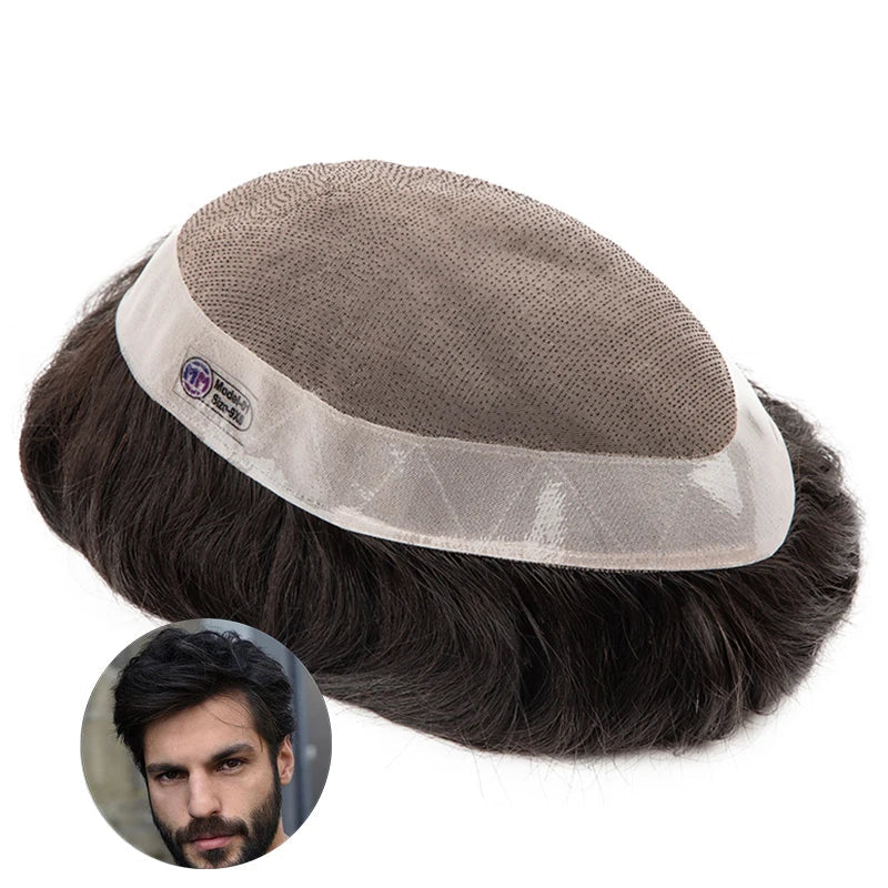 Human Hair Toupee D73 Indian Hair System