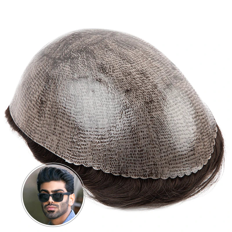 4mm Wave Afro Human Hair Wigs for Men Thin Skin