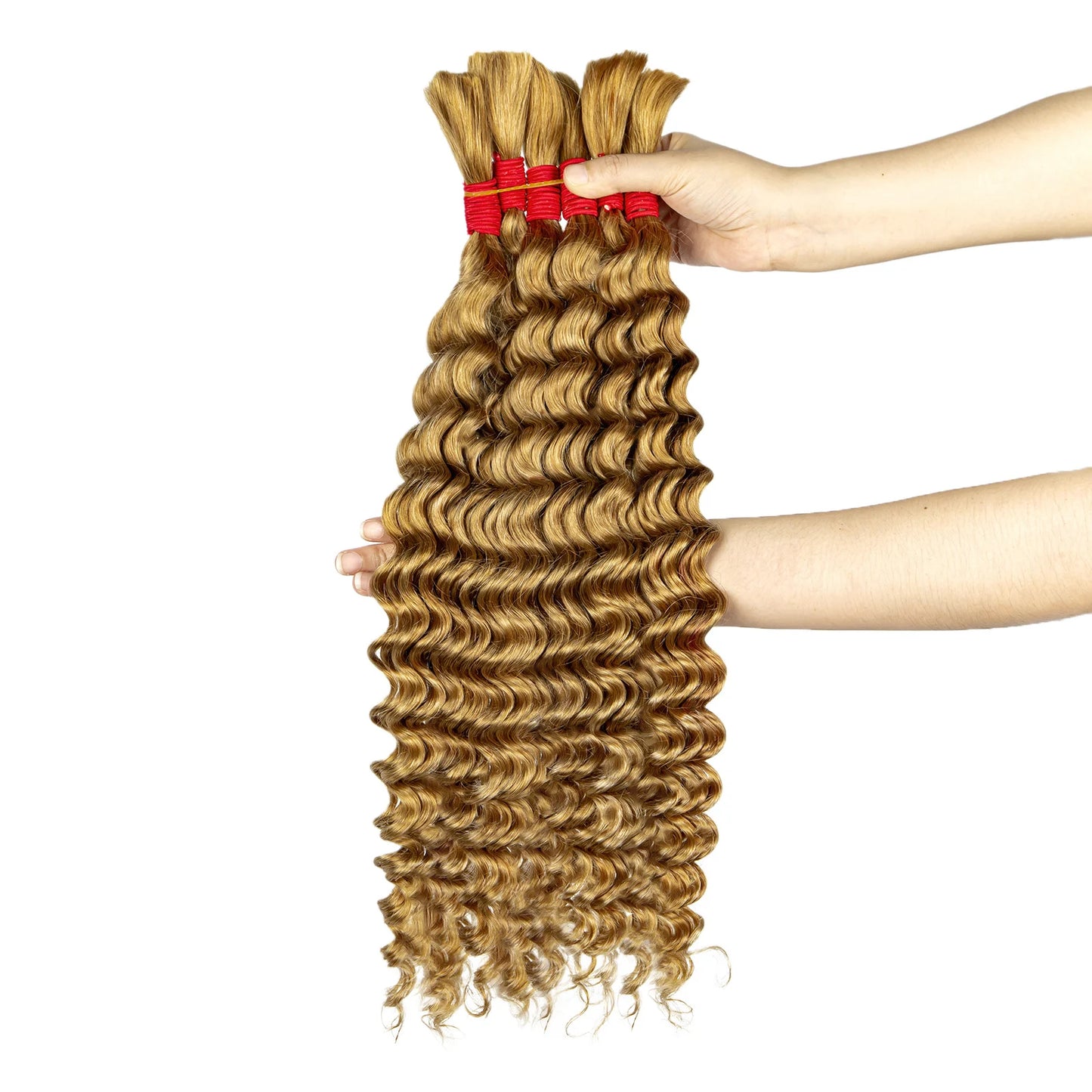 22 24Inch Deep Wave Bulk Human Hair for Boho Braids No Weft Colored 100% 12A Human Hair Bulk Curly Extensions for Braiding