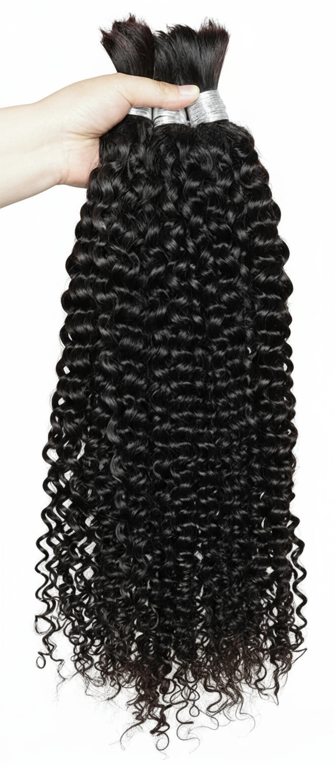 100% Human Hair Bulk for Braiding 1 Bundle Jerry Curly Natural Black Indian Remy Human Boho Braiding Hair Extensions