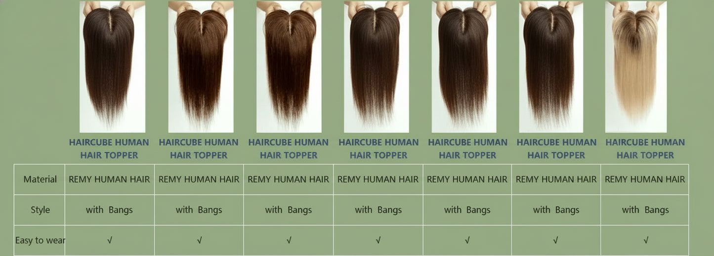 Blonde Human Hair Toppers with Bangs and Dark Root