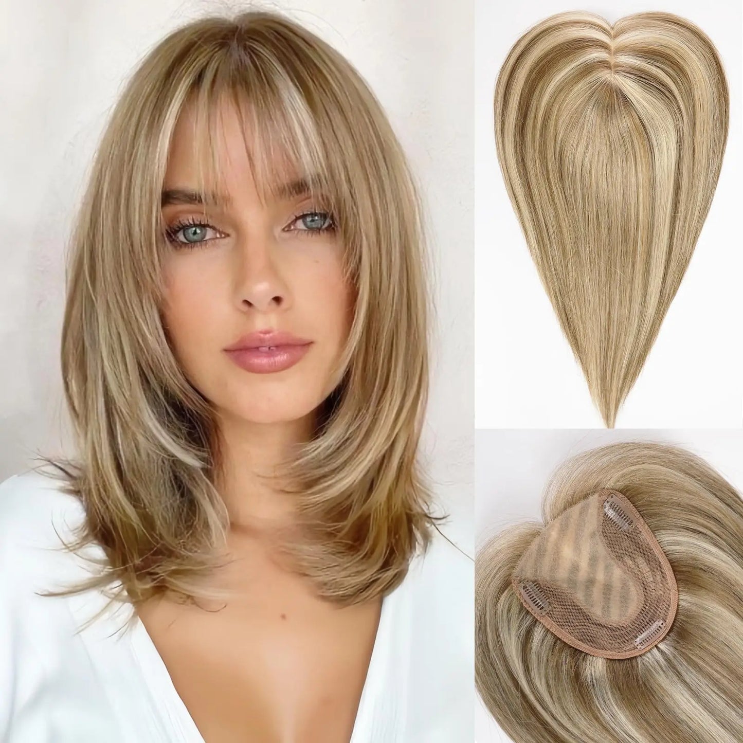 Brown Mixed Blonde Remy Human Hair Toppers