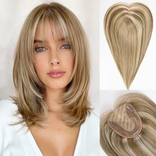 Brown Mixed Blonde Remy Human Hair Toppers