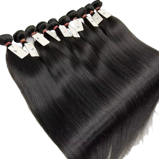 12A Brazilian Bone Straight Extensions Human Hair Bundles 100% Unprocessed Remy Double Weft Natural Black Thick Bundle