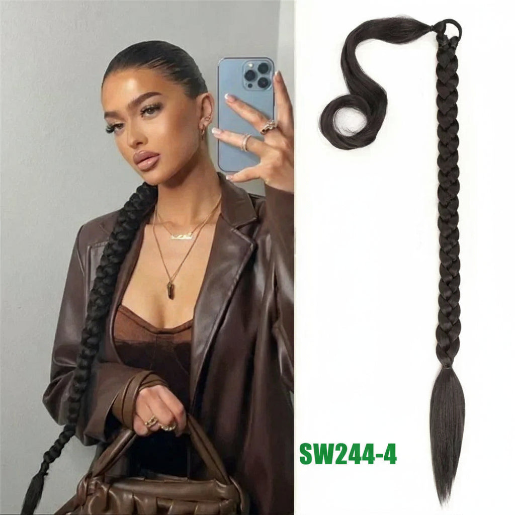 80cm Long Synthetic Braided Ponytail With Rubberband