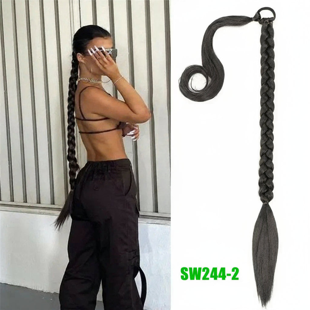 80cm Long Synthetic Braided Ponytail With Rubberband