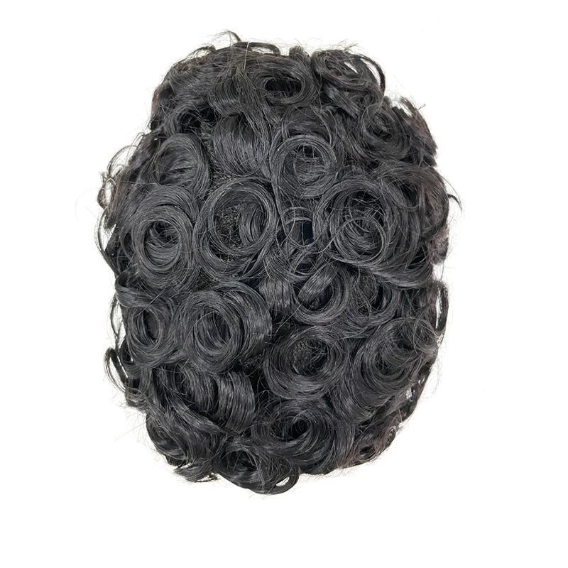 4mm Wave Afro Human Hair Wigs for Men Thin Skin