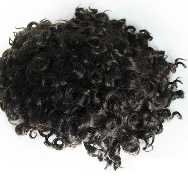 4mm Wave Afro Human Hair Wigs for Men Thin Skin