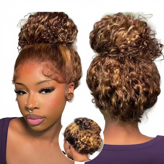 360 Full HD Lace Wig Human Hair Pre Plucked Highlight Deep Wave