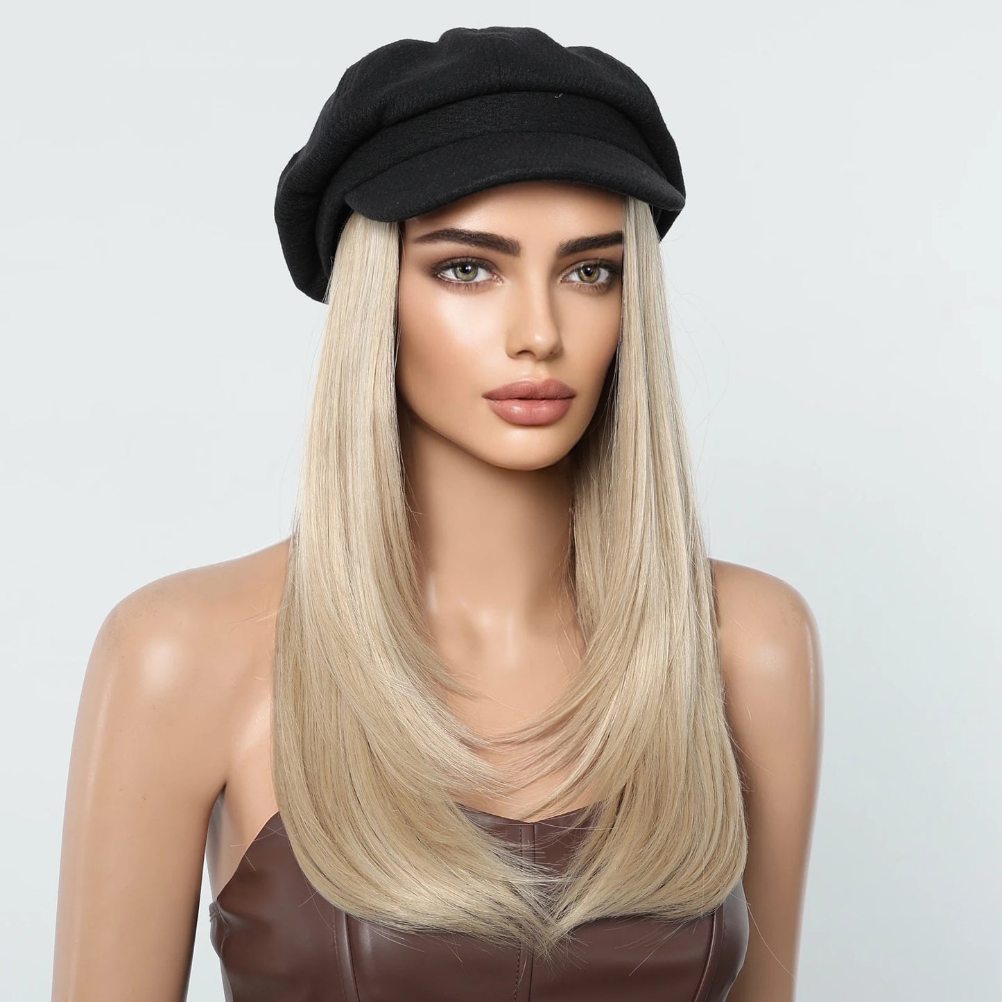 Hat Wig Blonde  Synthetic Hair Extension
