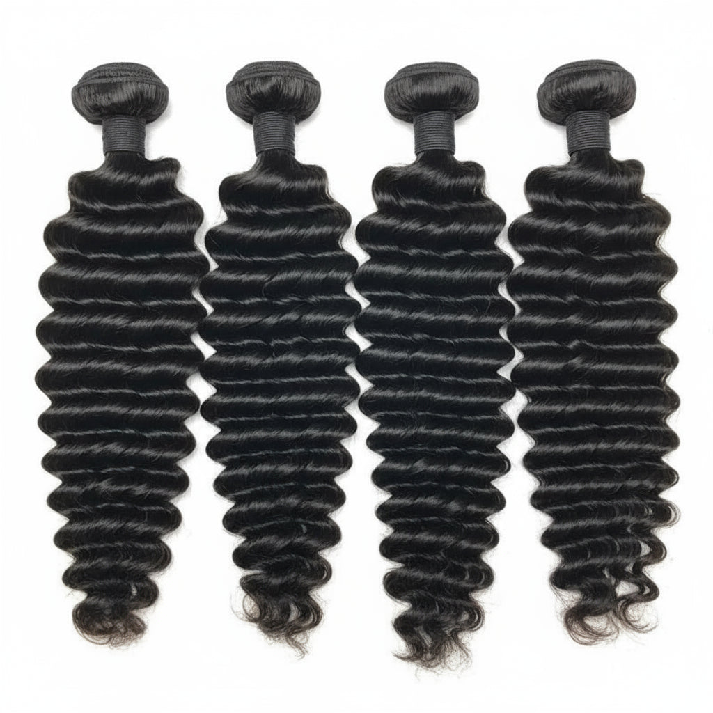 Deep Wave Human Hair Bundles 24 26 28 inch Deep Curly Bundles 100% Human Hair for Women Brazilian Raw Hair Extensions