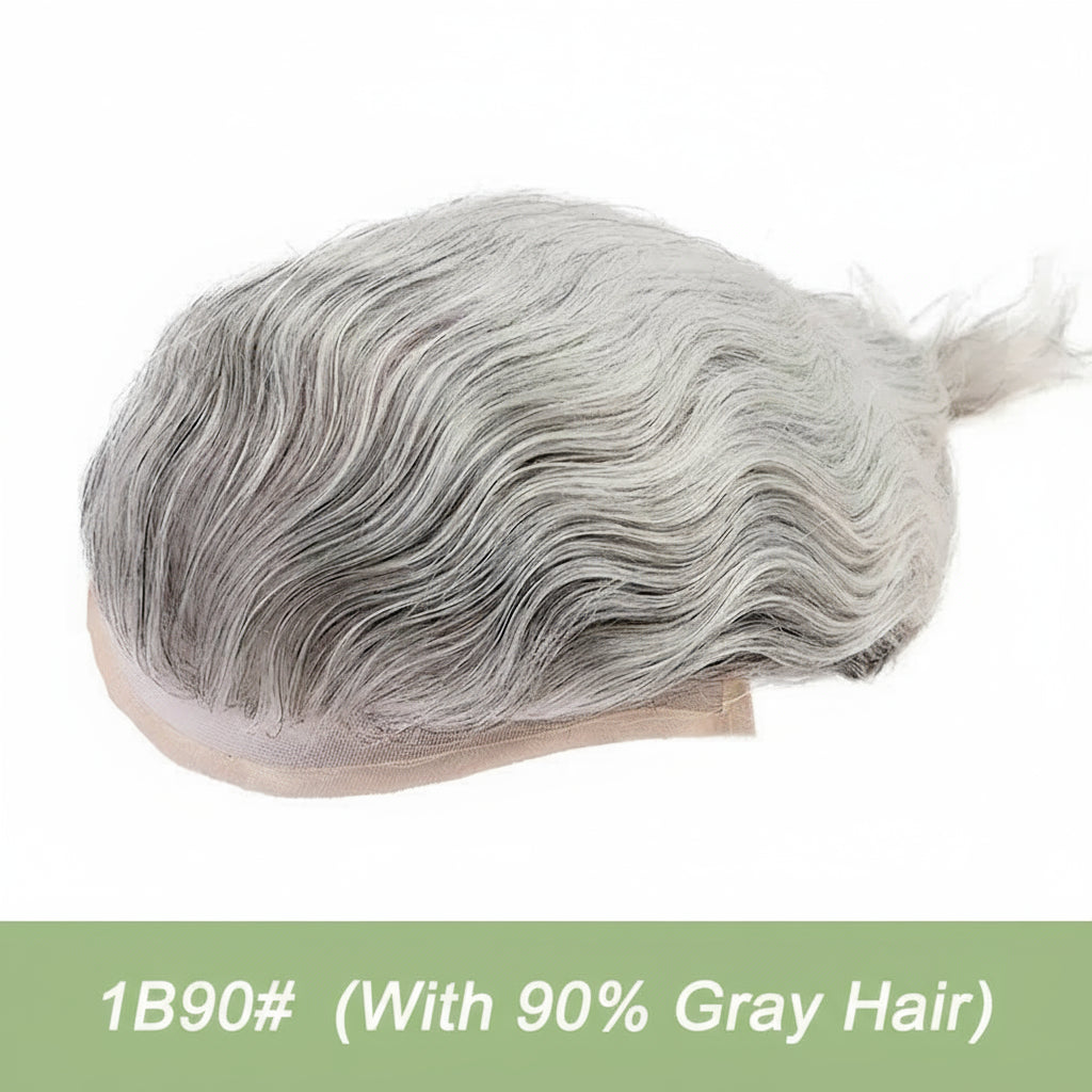 Men Grey Hair Natural Hairline Lace Front Unit