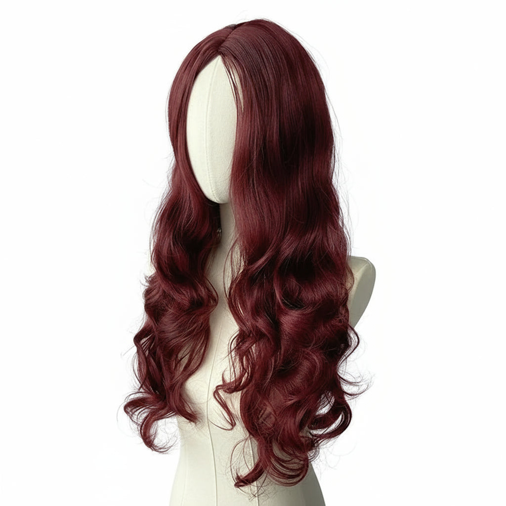 European  American Synthetic Wig Wine Red
