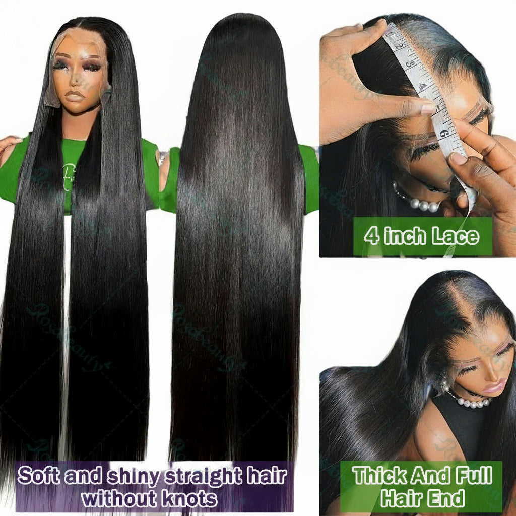 30 40 Inch Bone Straight Transparent 13x4 Lace Frontal Human Hair Wigs Brazilian Remy 13x6 Lace Front Wig