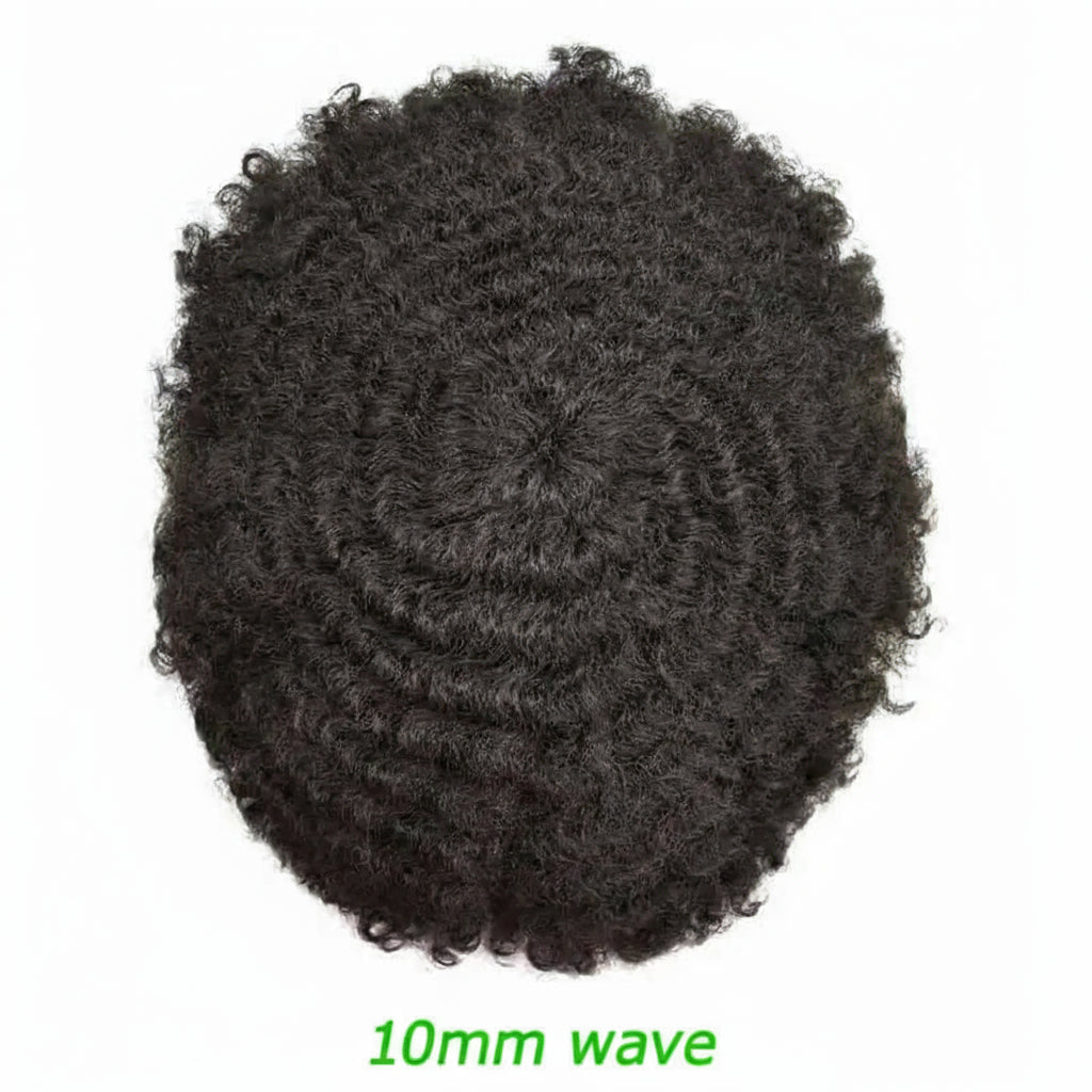 4mm Wave Afro Human Hair Wigs for Men Thin Skin