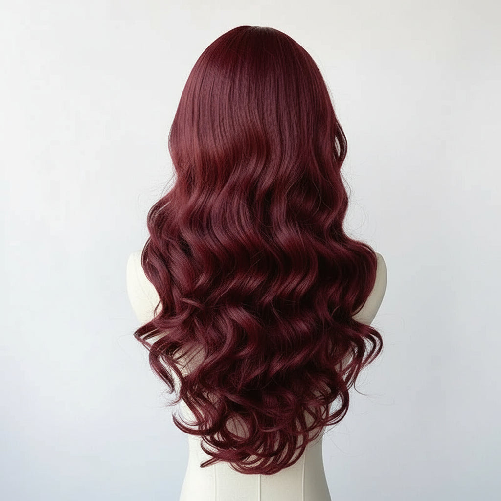 European  American Synthetic Wig Wine Red