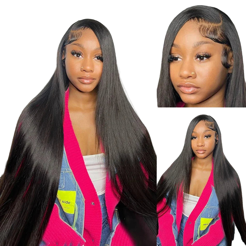 30 40 Inch Bone Straight Transparent 13x4 Lace Frontal Human Hair Wigs Brazilian Remy 13x6 Lace Front Wig